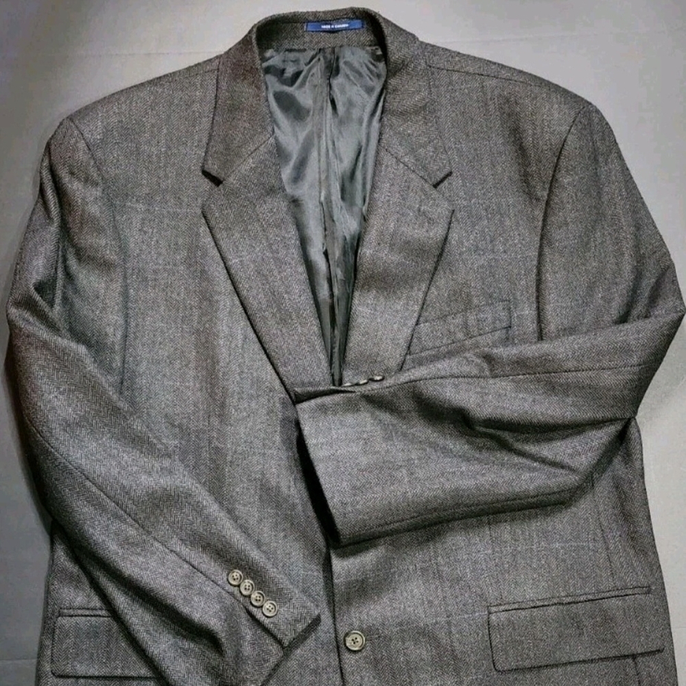 Ralph Lauren Lambswool Blazer Men's 46R Herringbone Tweed Two Button Vtg